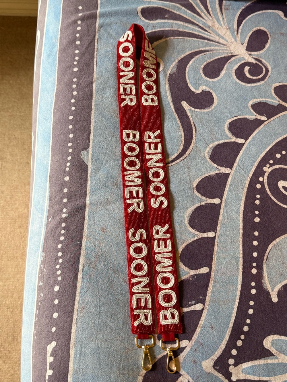 University of Oklahoma Beaded Purse Strap